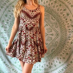 Rose Patterned Baby Doll Mini Dress